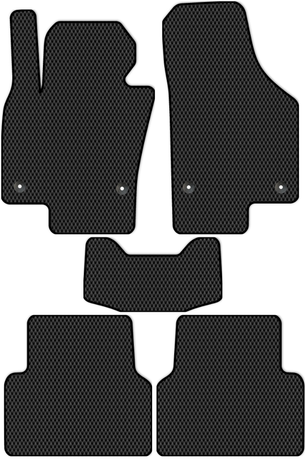 Коврики ЭВА "EVA ромб" для Volkswagen Tiguan I (suv / NF) 2006 - 2011, черные, 5шт.