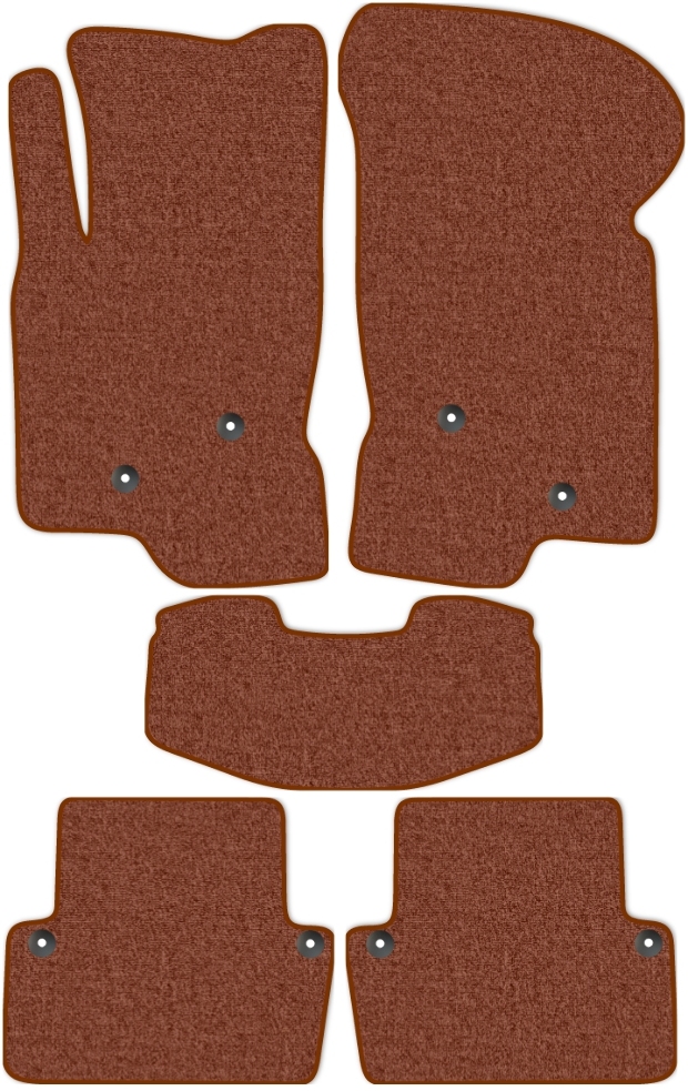 Коврики текстильные "Комфорт" для Volvo XC70 II (suv / S) 2000 - 2004, коричневые, 5шт.